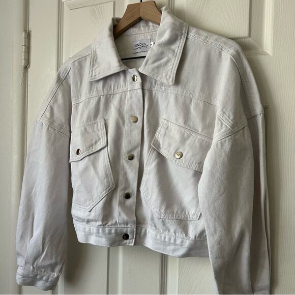 SNDYS Lounge Laurent Denim Jacket White size 6/small - Picture 6 of 6